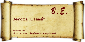 Bérczi Elemér névjegykártya
